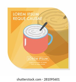 coffee latte art flat icon with long shadow,eps10
