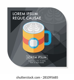 coffee latte art flat icon with long shadow,eps10