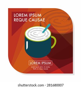 coffee latte art flat icon with long shadow,eps10