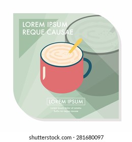 coffee latte art flat icon with long shadow,eps10