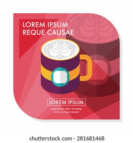 coffee latte art flat icon with long shadow,eps10