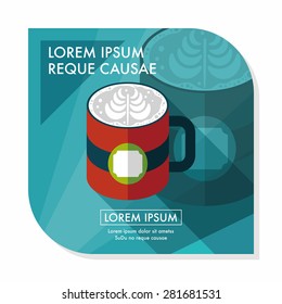 coffee latte art flat icon with long shadow,eps10