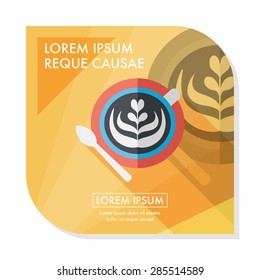 coffee latte art flat icon with long shadow,eps10