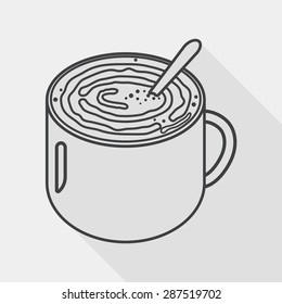 coffee latte art flat icon with long shadow, line icon