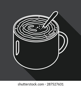 coffee latte art flat icon with long shadow, line icon
