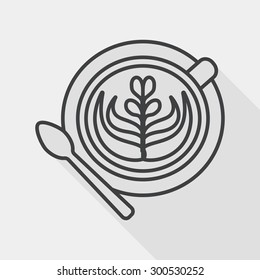 coffee latte art flat icon with long shadow, line icon