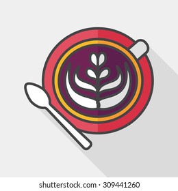 coffee latte art flat icon with long shadow,eps10