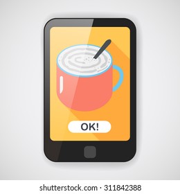 coffee latte art flat icon with long shadow,eps10