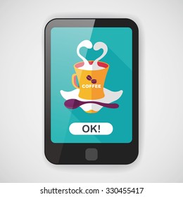 coffee latte art flat icon with long shadow,eps10