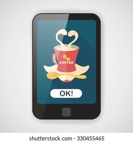 coffee latte art flat icon with long shadow,eps10