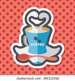 coffee latte art flat icon with long shadow,eps10