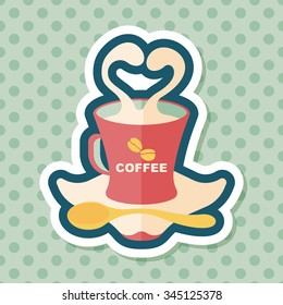 coffee latte art flat icon with long shadow,eps10