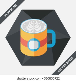 coffee latte art flat icon with long shadow,eps10