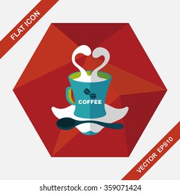 coffee latte art flat icon with long shadow,eps10
