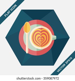 coffee latte art flat icon with long shadow,eps10
