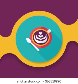 coffee latte art flat icon with long shadow,eps10