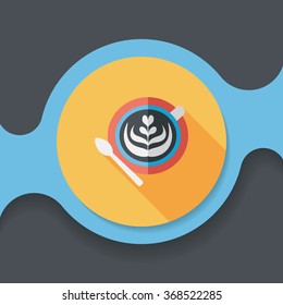 coffee latte art flat icon with long shadow,eps10