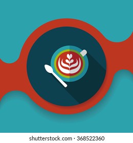 coffee latte art flat icon with long shadow,eps10