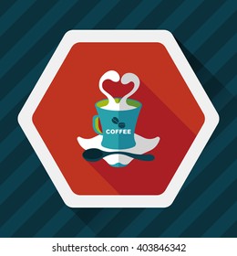 coffee latte art flat icon with long shadow,eps10