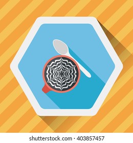 coffee latte art flat icon with long shadow,eps10