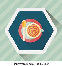coffee latte art flat icon with long shadow,eps10