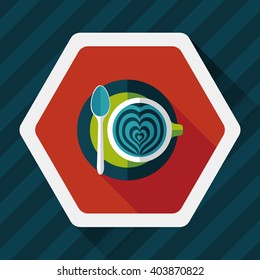coffee latte art flat icon with long shadow,eps10