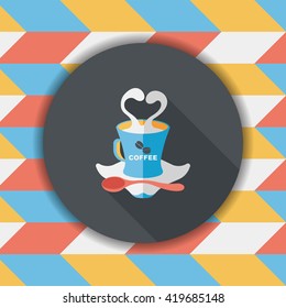 coffee latte art flat icon with long shadow,eps10