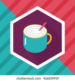 coffee latte art flat icon with long shadow,eps10