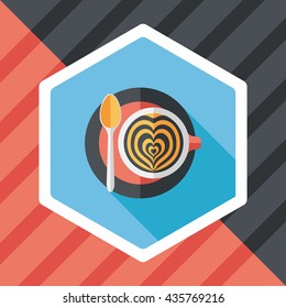 coffee latte art flat icon with long shadow,eps10