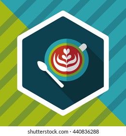 coffee latte art flat icon with long shadow,eps10