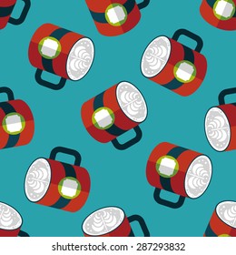 coffee latte art flat icon,eps10 seamless pattern background