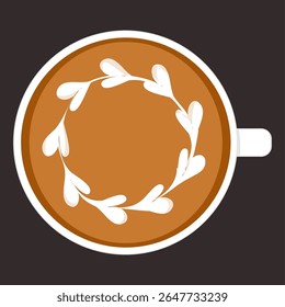 Coffee latte art illustration. Hot drink clipart