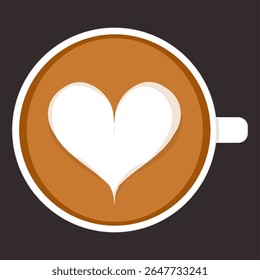 Coffee latte art illustration. Hot drink clipart