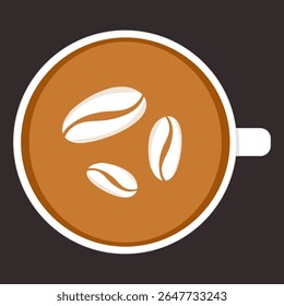 Coffee latte art illustration. Hot drink clipart