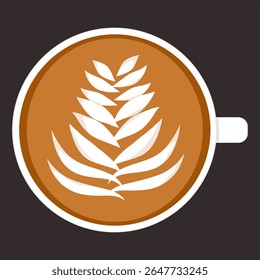 Coffee latte art illustration. Hot drink clipart