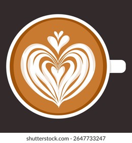 Coffee latte art illustration. Hot drink clipart