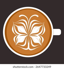 Coffee latte art illustration. Hot drink clipart