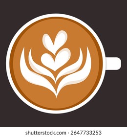 Coffee latte art illustration. Hot drink clipart