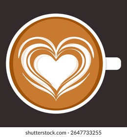 Coffee latte art illustration. Hot drink clipart