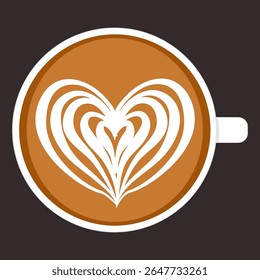 Coffee latte art illustration. Hot drink clipart