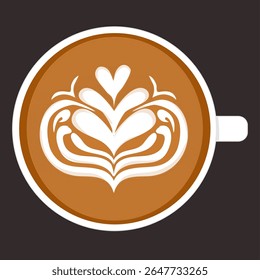 Coffee latte art illustration. Hot drink clipart