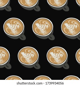 coffee latte art seamless pattern, vector illustration