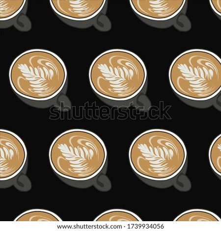 coffee latte art seamless pattern, vector illustration