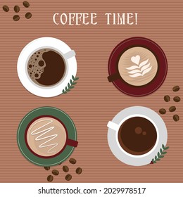 Coffee Latte Art Top Vector