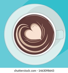 Coffee Latte Art Vector.heart Shape Cute Cute