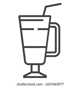 Coffee latte black line icon on white background