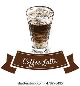 Coffee latte colorful illustration. Vector illustration of coffee latte.