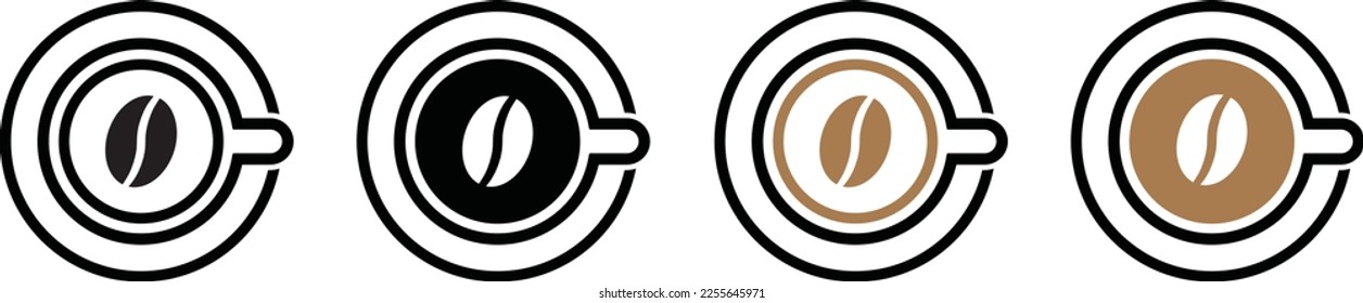 Coffee latte cup. Hot coffee set icon, vector illustration