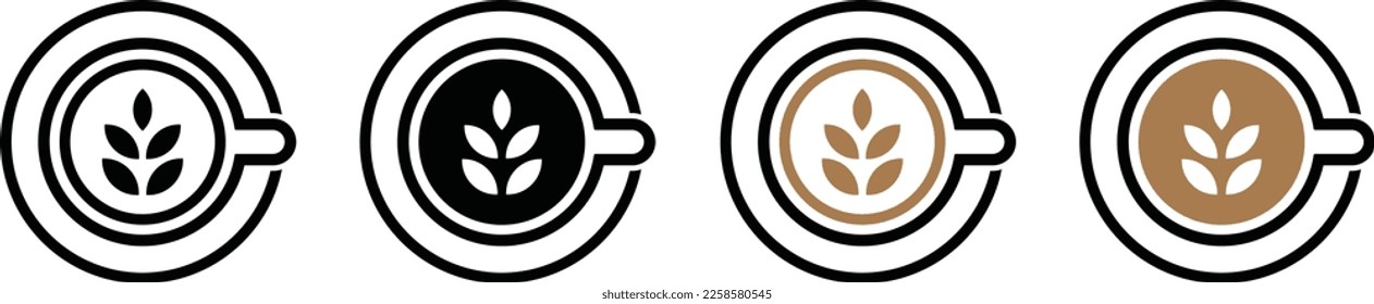 Coffee latte cup. Hot coffee set icon, vector illustration