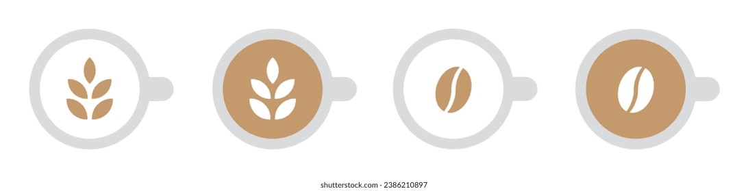 Coffee latte cup. Hot coffee set icon, vector illustration
